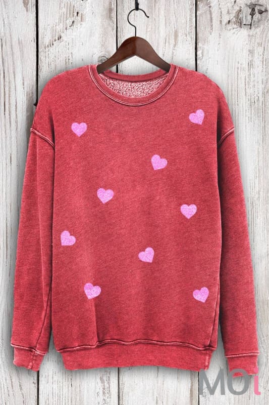 Heart All Over Glitter Mineral Sweatshirt