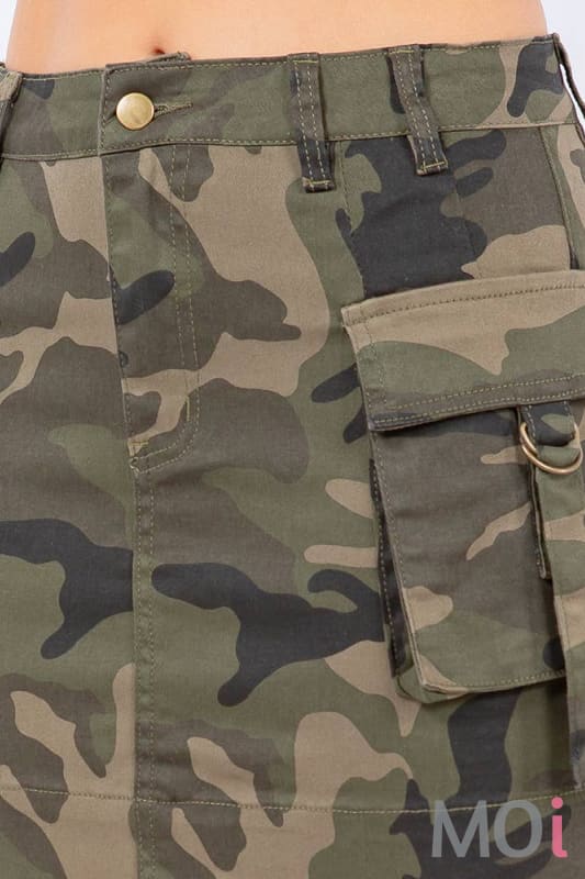 CAMO UTILITY POCKET A-LINE SKIRT