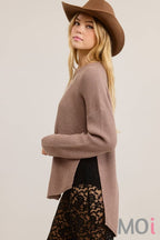 High Low Knit Sweater with Side Slit