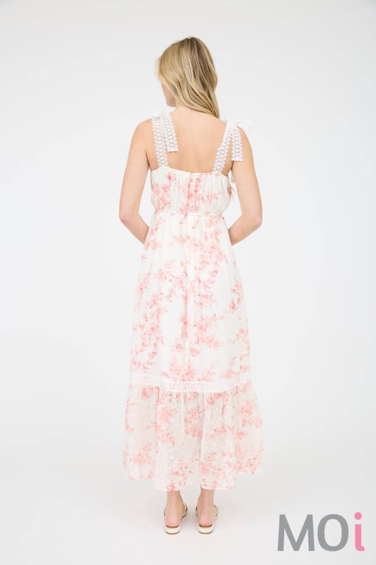 Polka Dot Floral Eyelet Lace Trim Dress