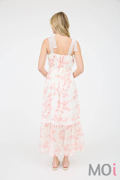 Polka Dot Floral Eyelet Lace Trim Dress