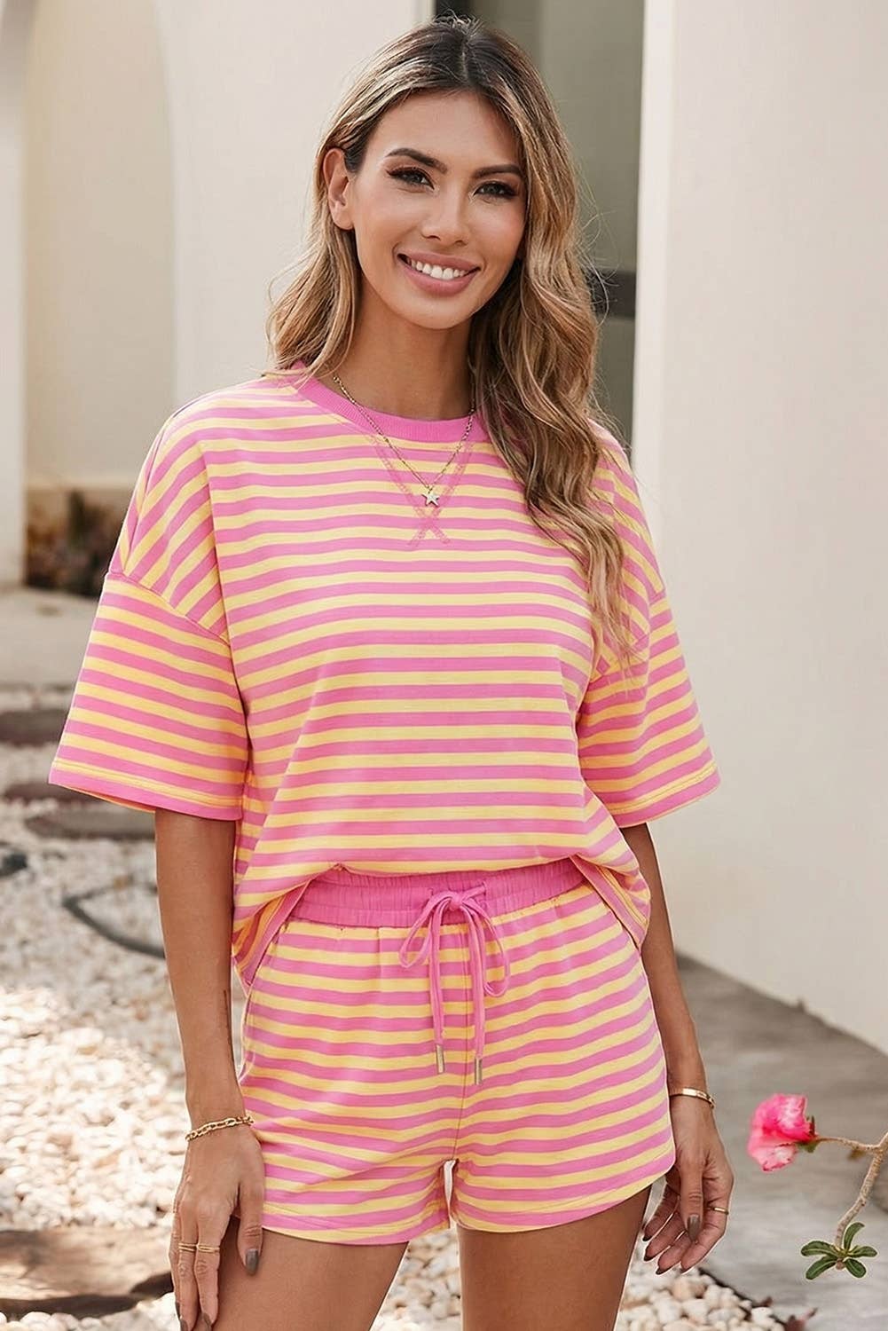 Stripe Drop Shoulder Boxy Top