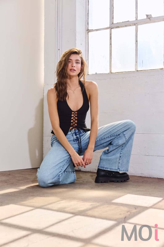 Low Waist Acid Washed Baggy Wide Leg