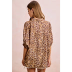 Leopard Print Contrast Banded Blouse