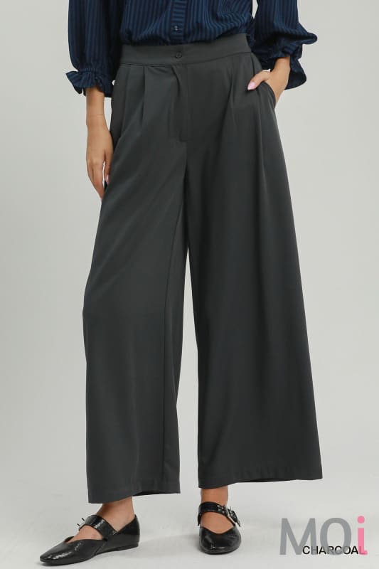 High Rise Pleated Wide Leg Pants