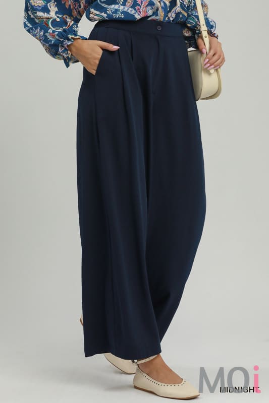 High Rise Pleated Wide Leg Pants