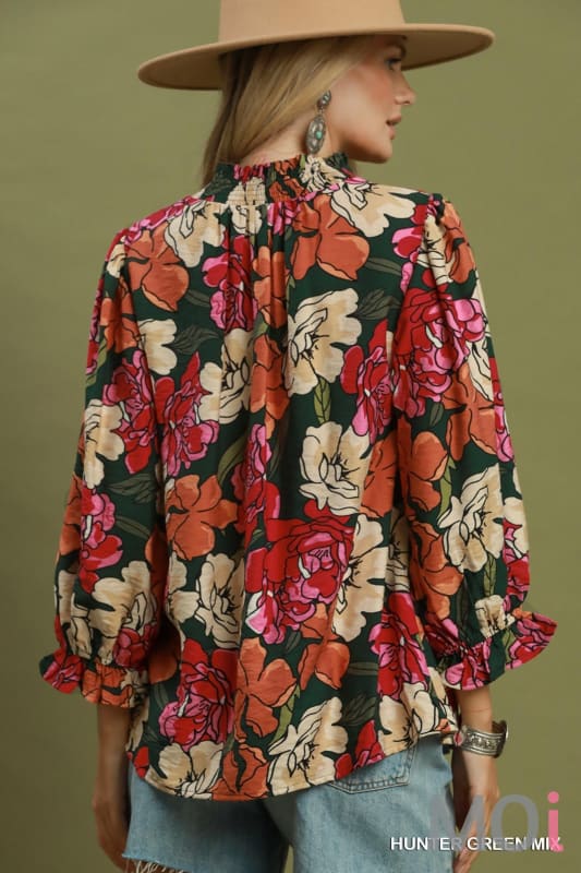 Floral Print Contrast Trim Tunic