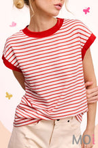 Nautical Cap Sleeve Striped Top