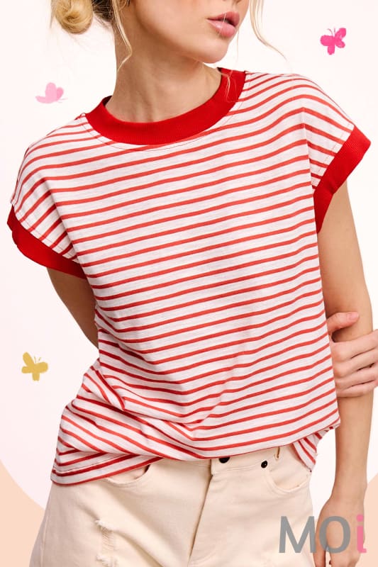 Nautical Cap Sleeve Striped Top
