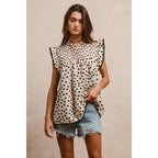 Dot Printed Smocked Yoke Top