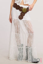 Tiered Floral Lace Maxi Skirt with Lining
