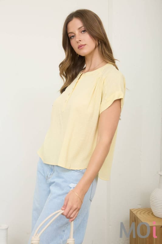 Ruched Shoulder Detail Henley