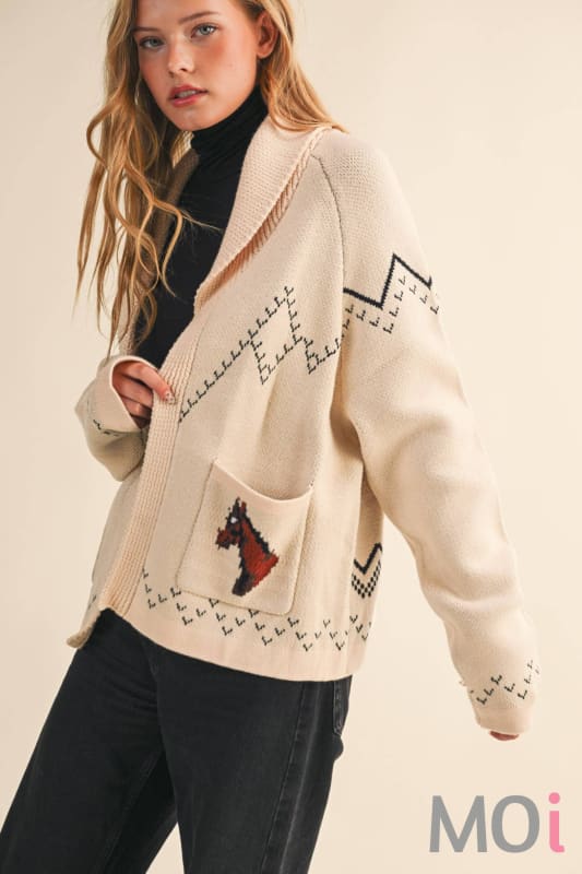 Horse Knit Sweater Cardigan