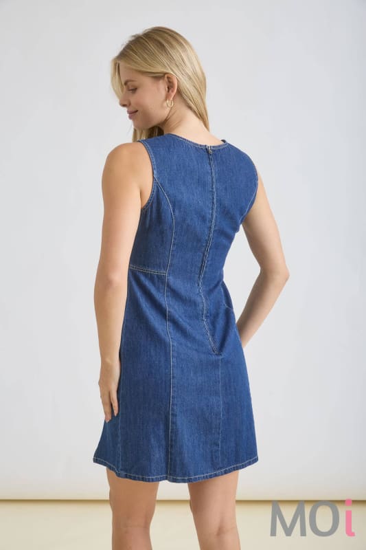 Round Neck Sleeveless Denim Dress