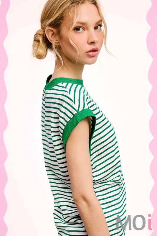 Nautical Cap Sleeve Striped Top