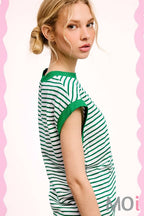 Nautical Cap Sleeve Striped Top