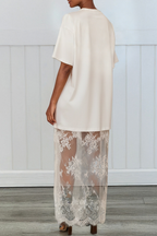 Floral Lace Patchwork T Shirt Maxi Dress