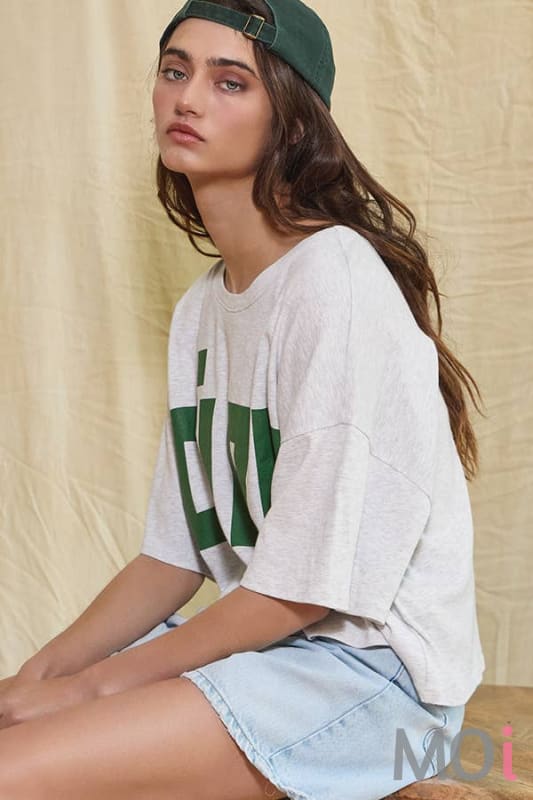 'CIAO' Graphic Jersey Boxy Crop Top