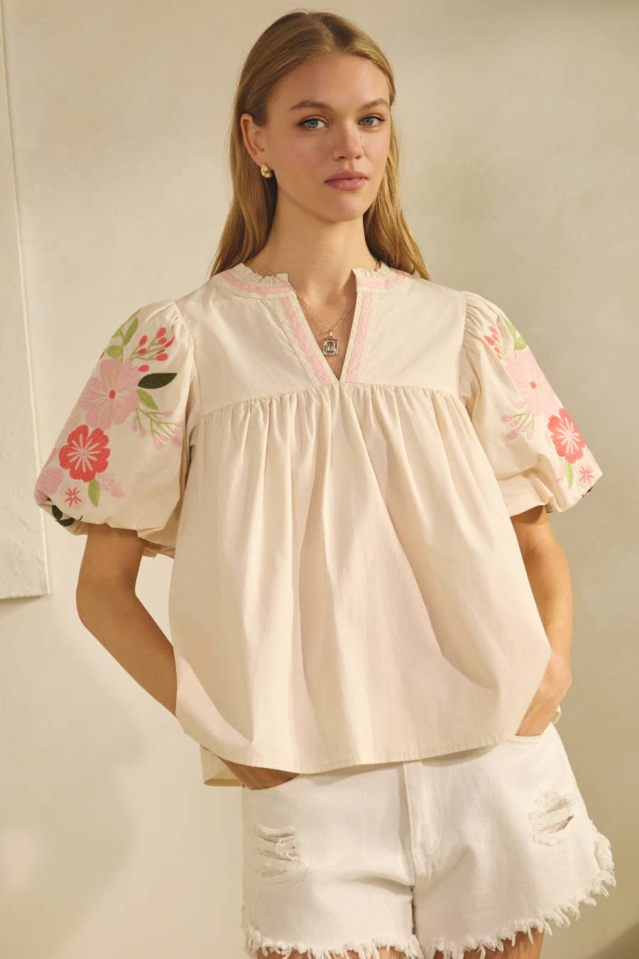 Solid Poplin Top