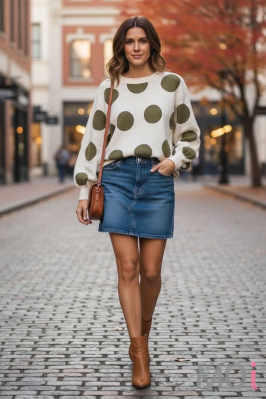 Oversized Polka Dot Knit Sweater