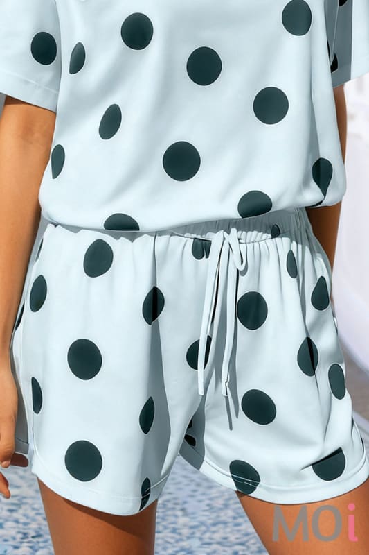 Polka Dot Drawstring Elastic Waist Short