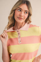 Striped Short Sleeve Sweater Knit