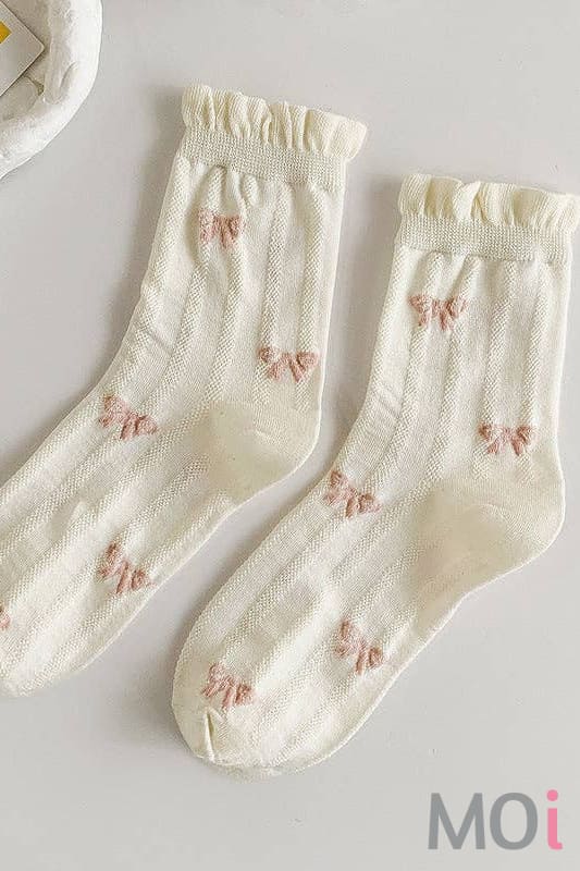 Rufia - White Rolled Edge Socks for Women