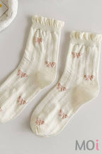 Rufia - White Rolled Edge Socks for Women