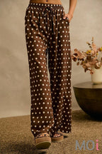 Polka Dot Elastic Waist Wide Pants