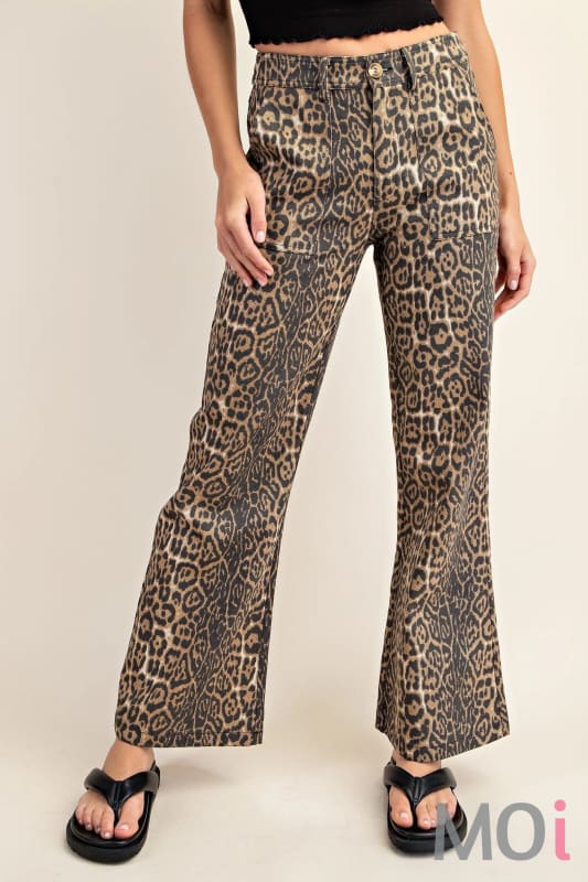 Leopard Print Flare Jeans