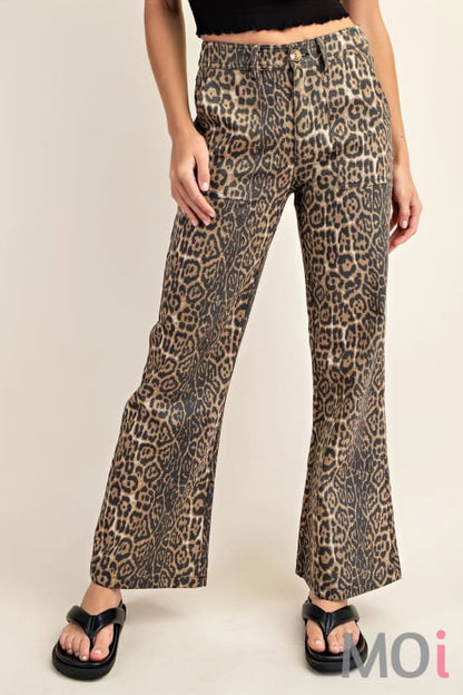 Leopard Print Flare Jeans