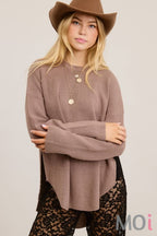 High Low Knit Sweater with Side Slit