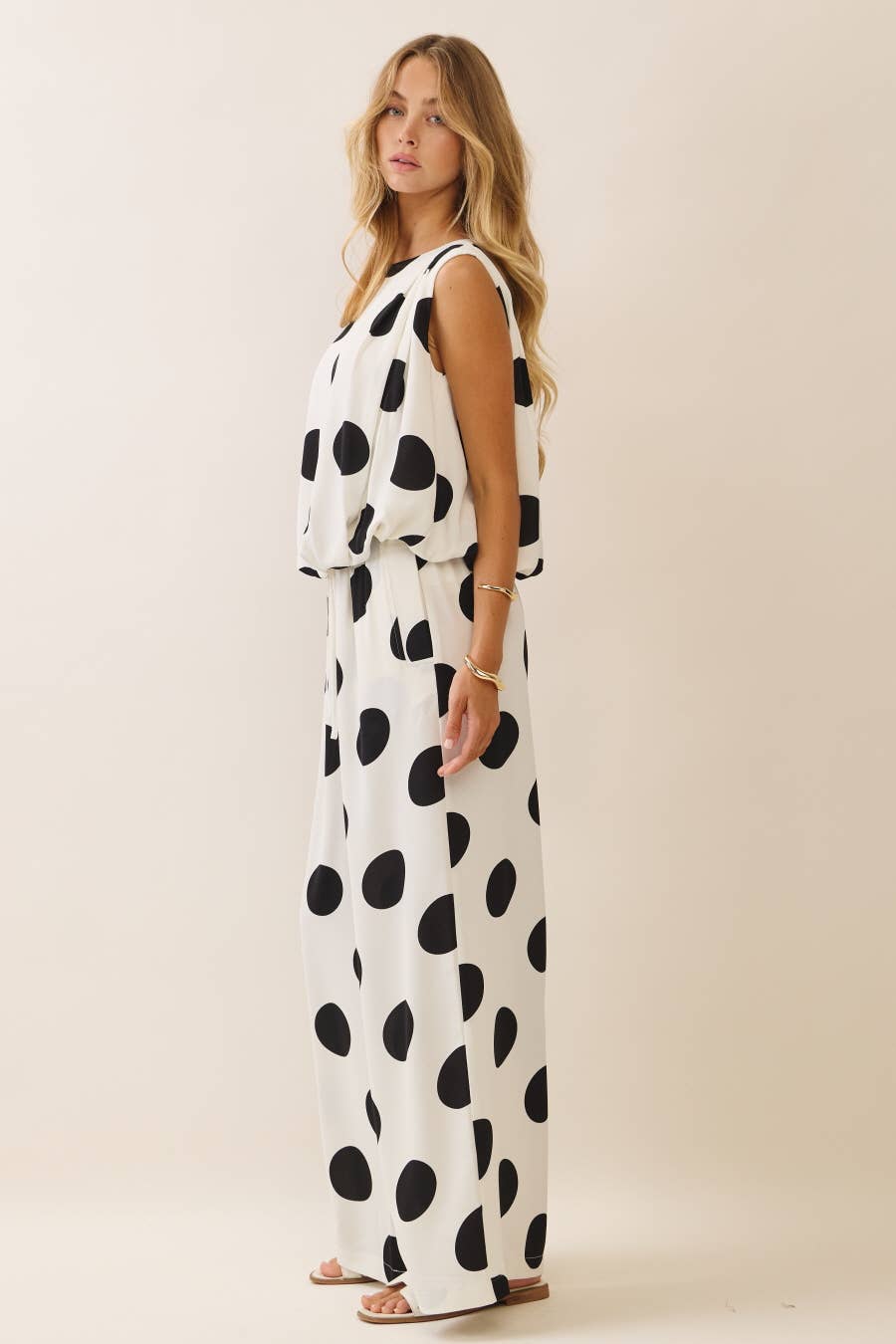 Polka Dot Elastic Waist Pants