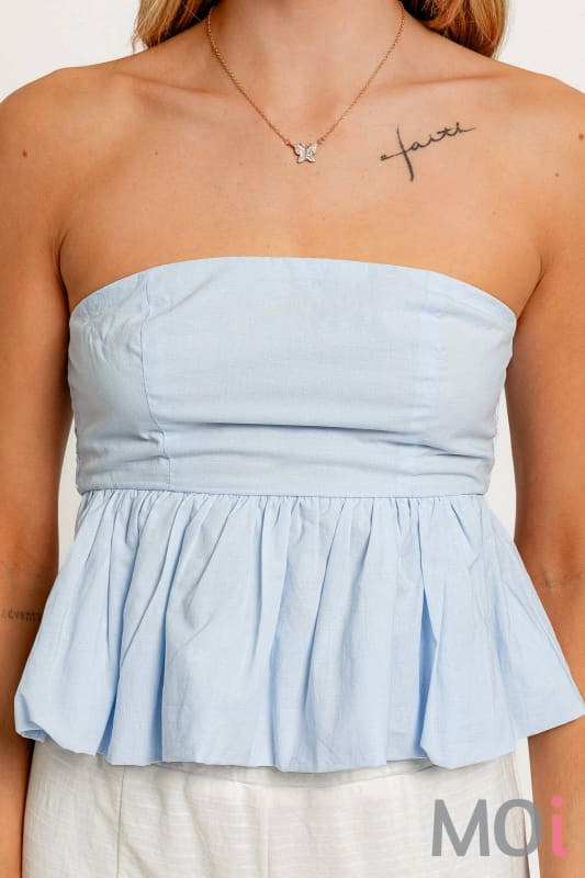 Strapless Smocked Bubble Top