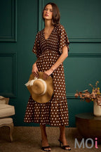 Polka Dot Smocked Bodice Midi Dress