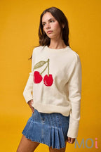 Cherry Graphic Knit Sweater