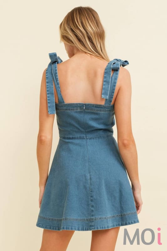 Denim Strap Tie Mini Dress