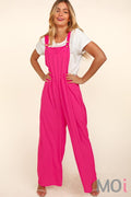 Solid Wide Leg Overalls Pink