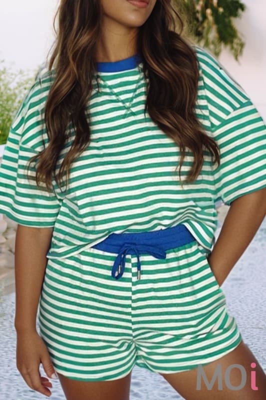 Stripe Drop Shoulder Boxy Top