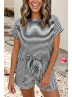 Stripe Breathable Textured Knit Shorts