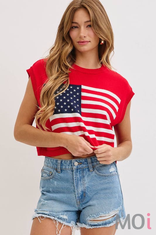 Stars and Stripe Knit Sweater Top