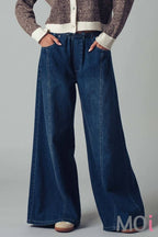Relaxed Wide Leg Drawstring Western Pants