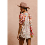 Woven Mixed Print Peasant Top