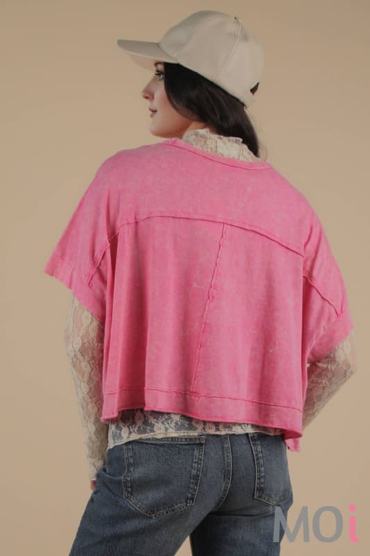 Mineral Washed Oversized Crop Comfy Knit Top