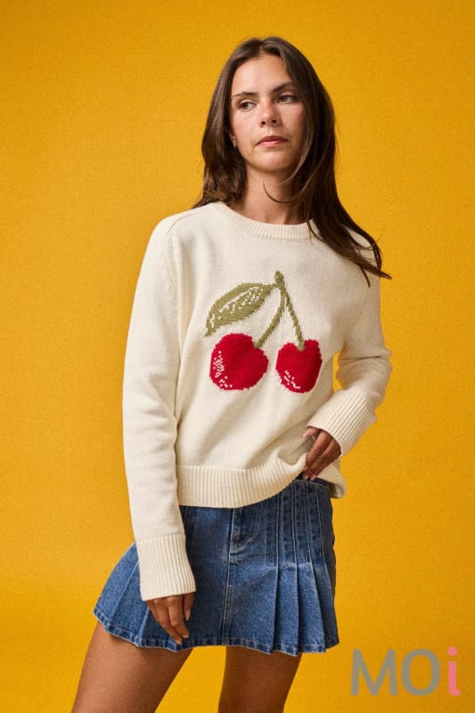 Cherry Graphic Knit Sweater