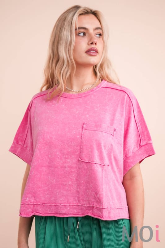 Mineral Washed Oversized Crop Comfy Knit Top