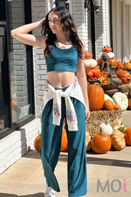 Z Supply Zoe Velour Tank Bra Rich Pine