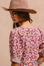 Leopard Puff Sleeve Sweater