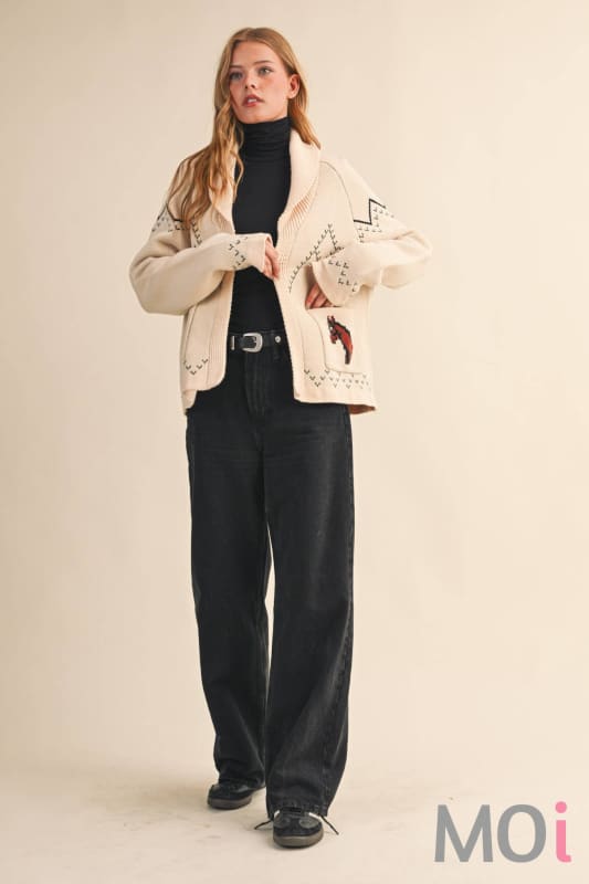 Horse Knit Sweater Cardigan