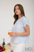 Ruched Shoulder Detail Henley